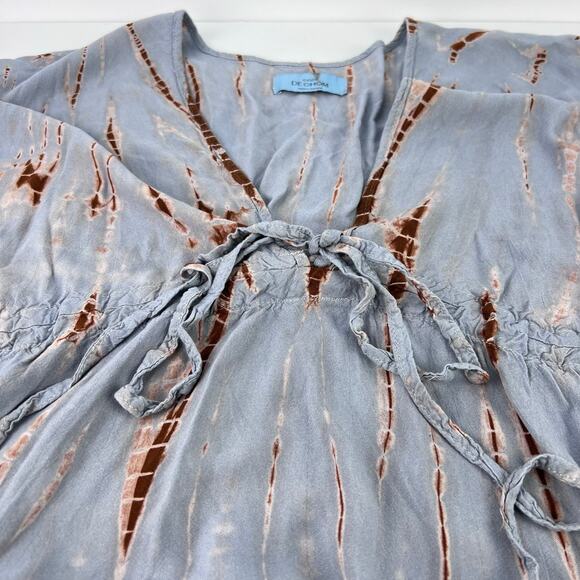 COCO DE CHOM Goddess Tie Dye Kaftan Maxi BOHO Dress V-Neck Lightweight OS - Picture 8 of 11